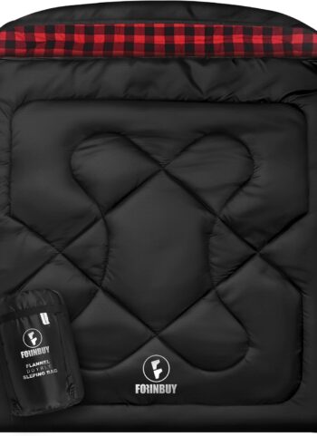 Flannel Double Sleeping Bag for Adults, Queen Size 2 Person Waterproof, Extra Large Two Person Sleeping Bag for Camping Tent Car Camping All Season Warm Cold Weather